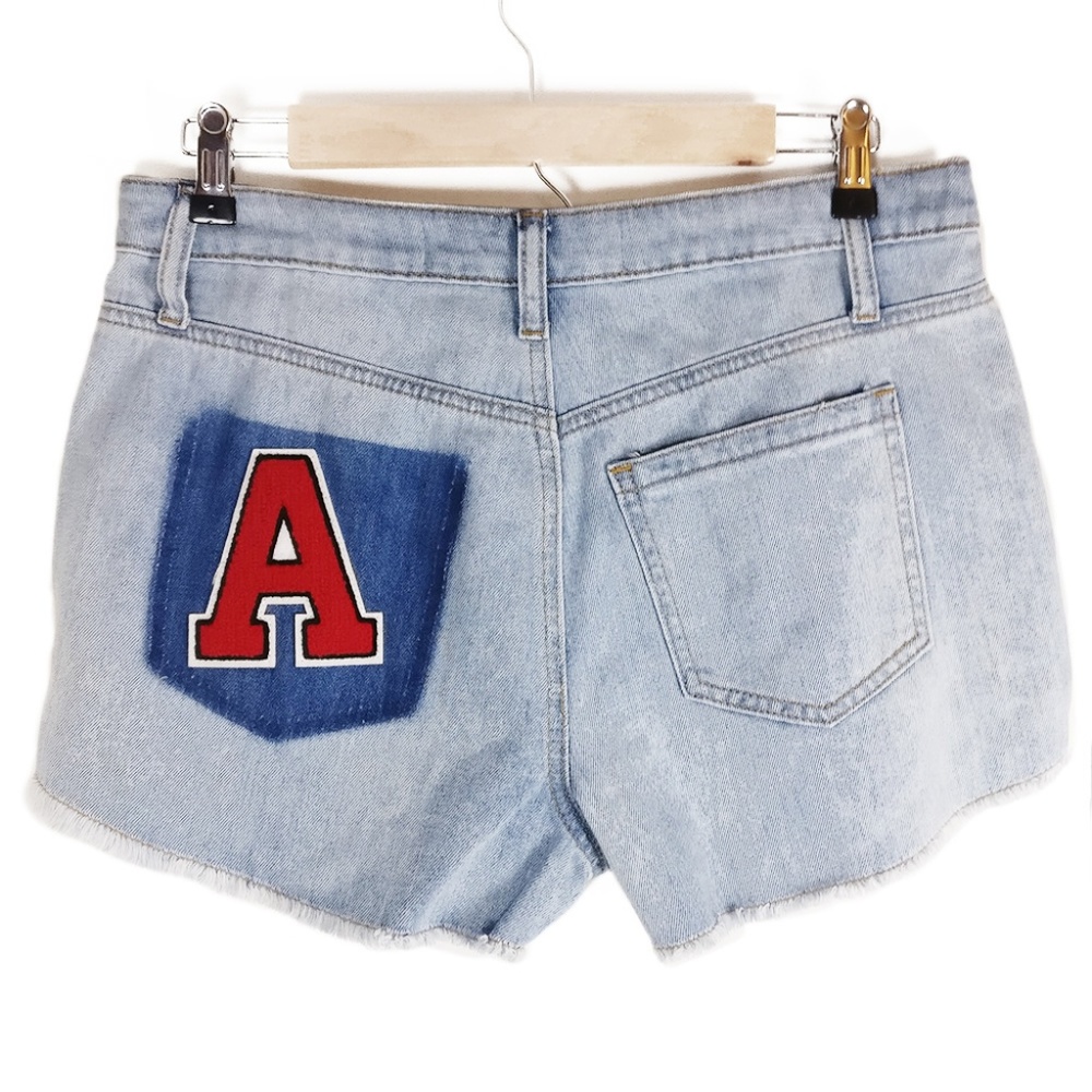 ASHLEY MASON High Rise Embroidered Patch Shorts
